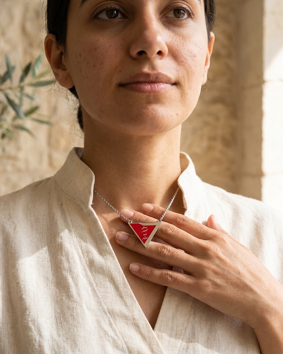 October's Curse Red Triangle Palestine Necklace Gold