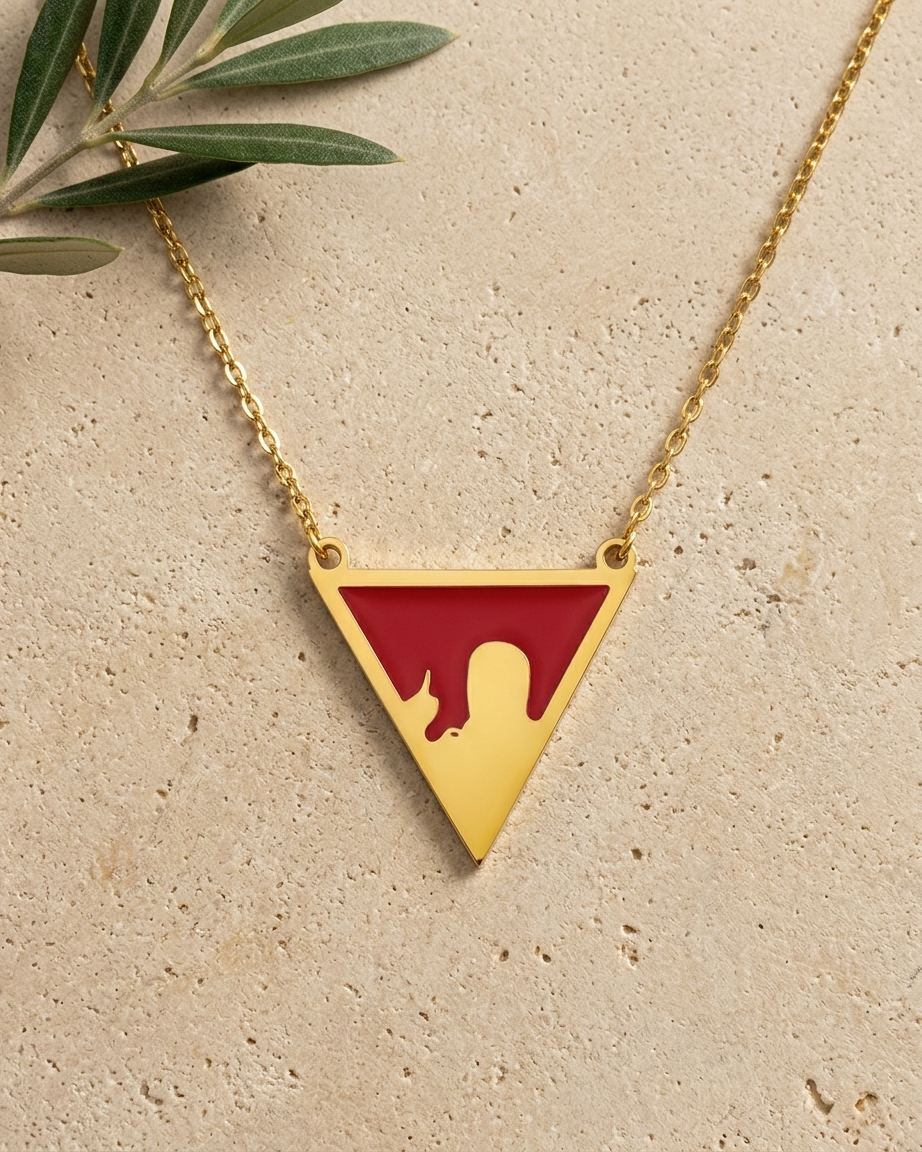 Spokesman Red Triangle Palestine Necklace Gold