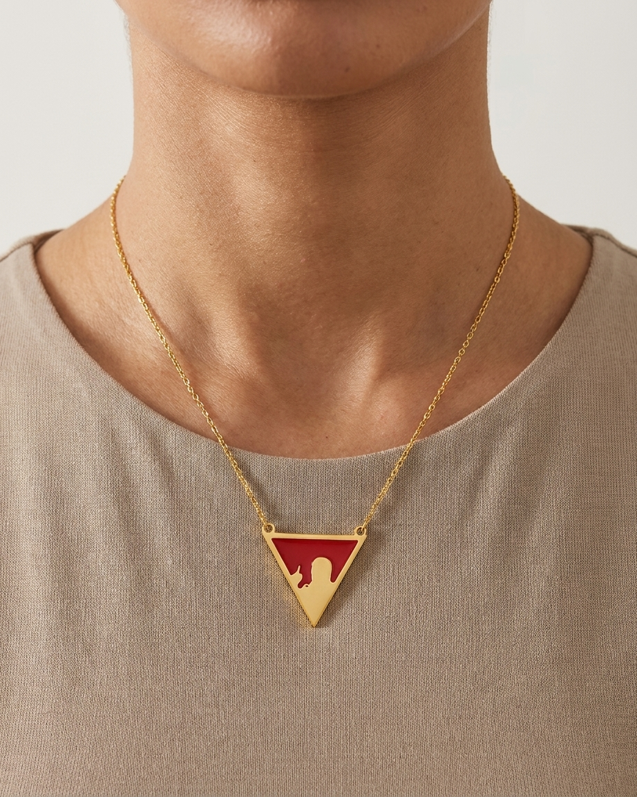 Spokesman Red Triangle Palestine Necklace Gold