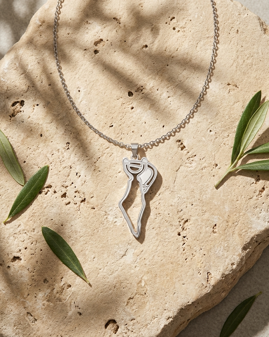 Slingshot Palestine Necklace Silver