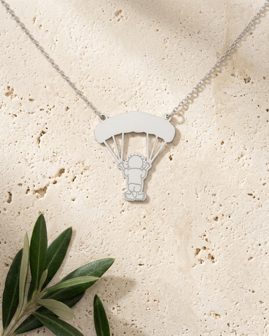 Handala Parachute Palestine Necklace silver