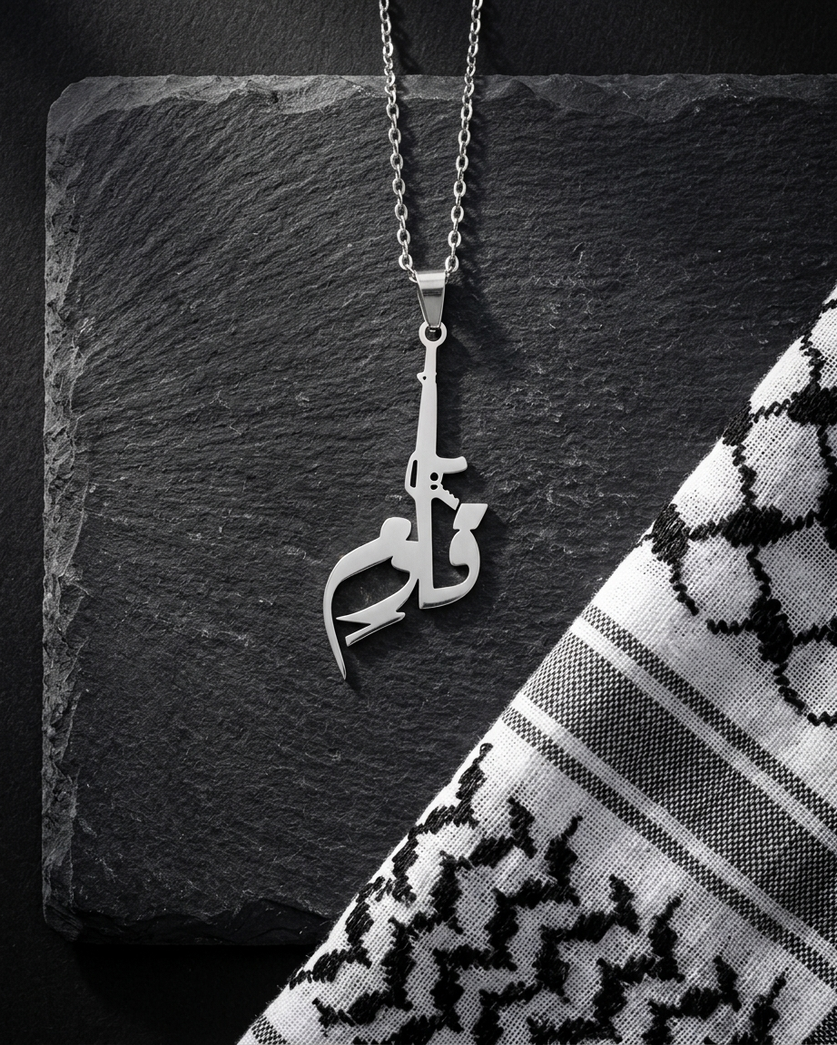 Qawim M16 Palestine Necklace Silver