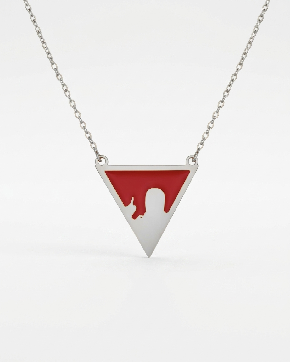 Spokesman Red Triangle Palestine Necklace Silver