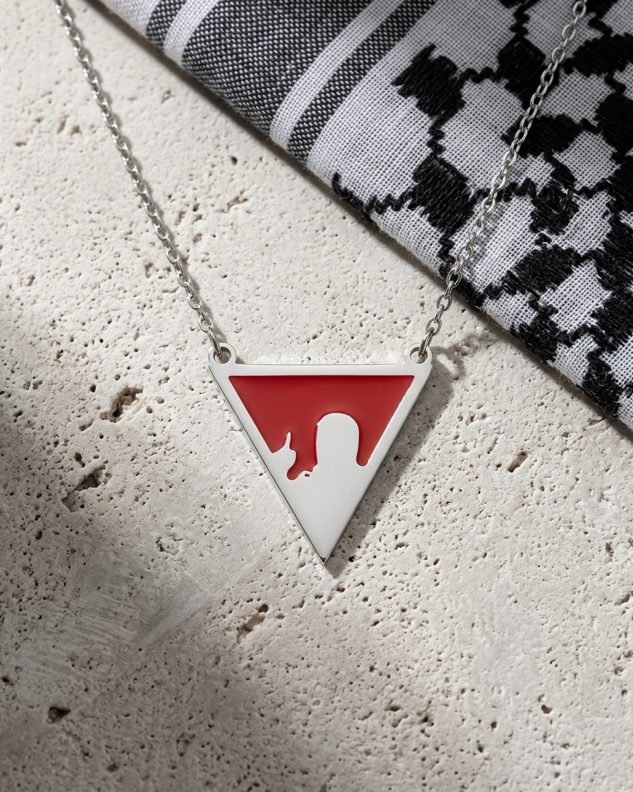Spokesman Red Triangle Palestine Necklace Silver