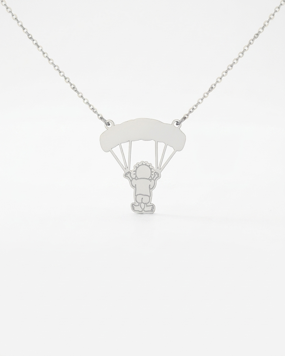 Handala Parachute Palestine Necklace silver