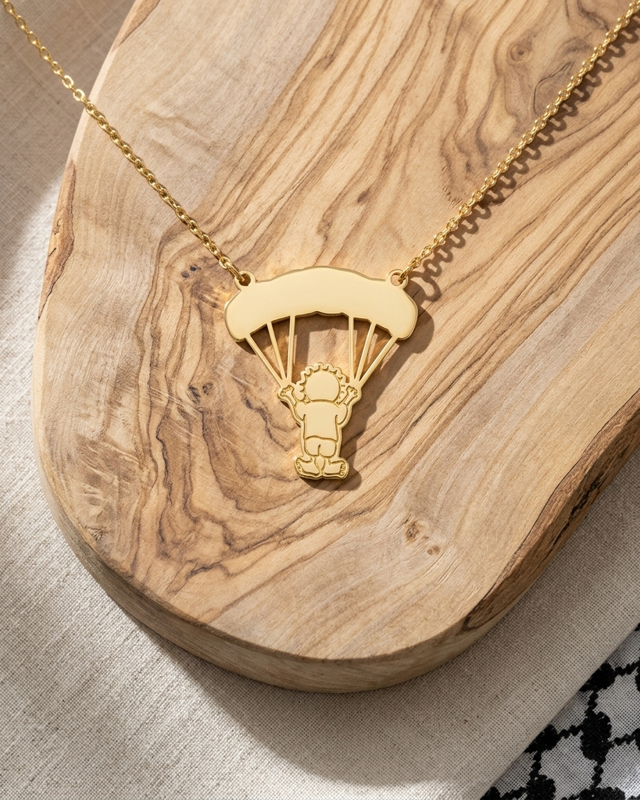 Handala Parachute Palestine Necklace Gold