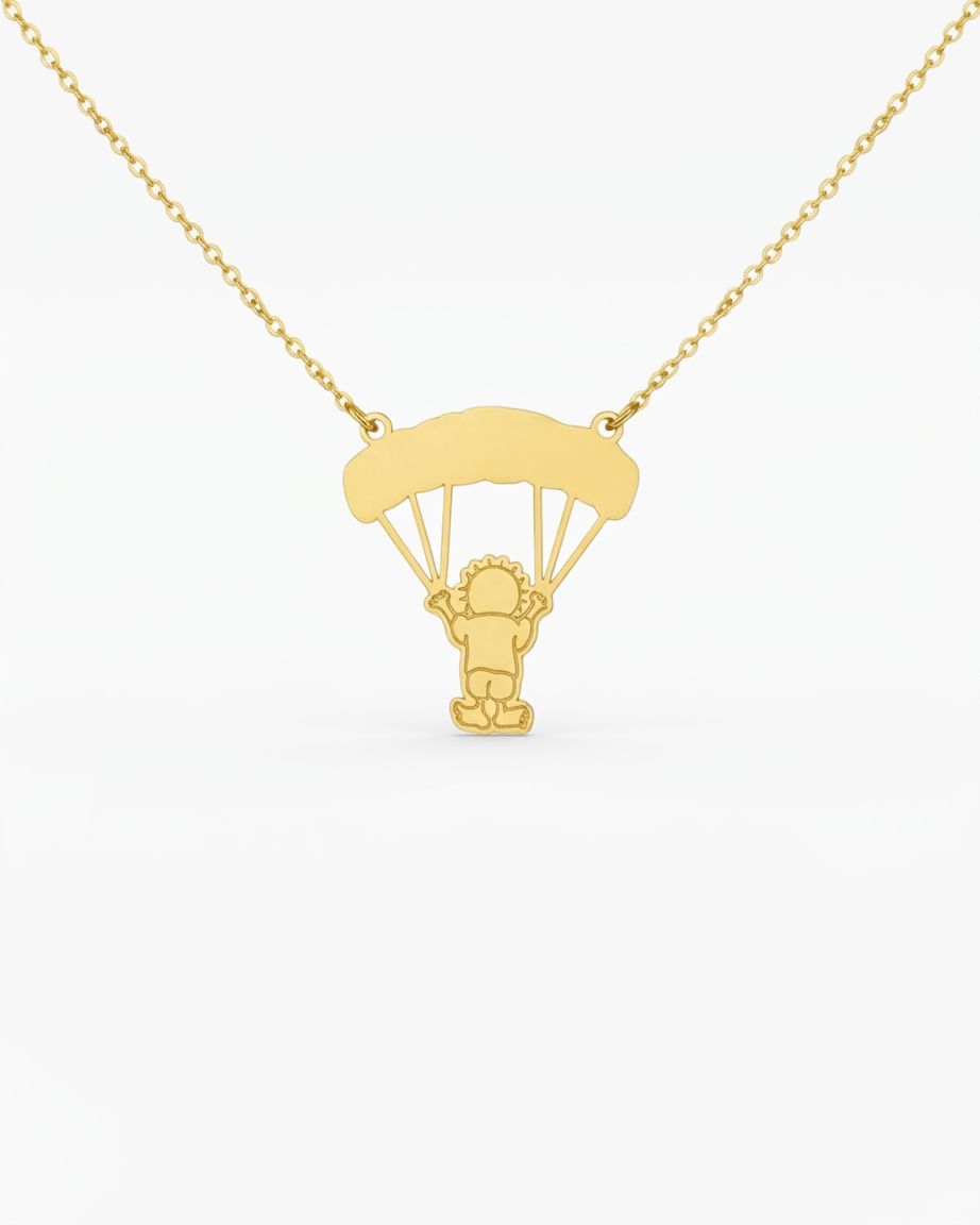 Handala Parachute Palestine Necklace Gold