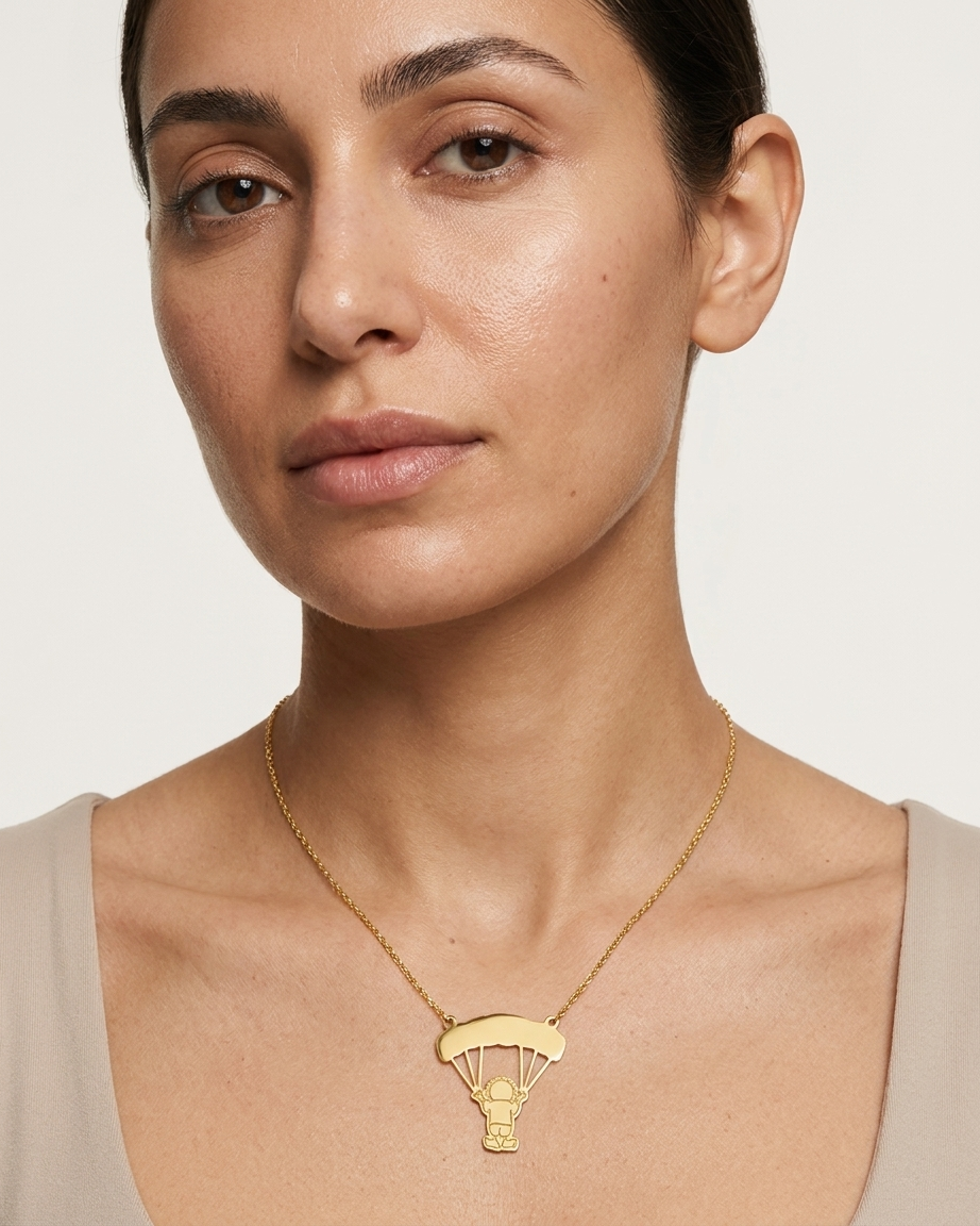 Handala Parachute Palestine Necklace Gold