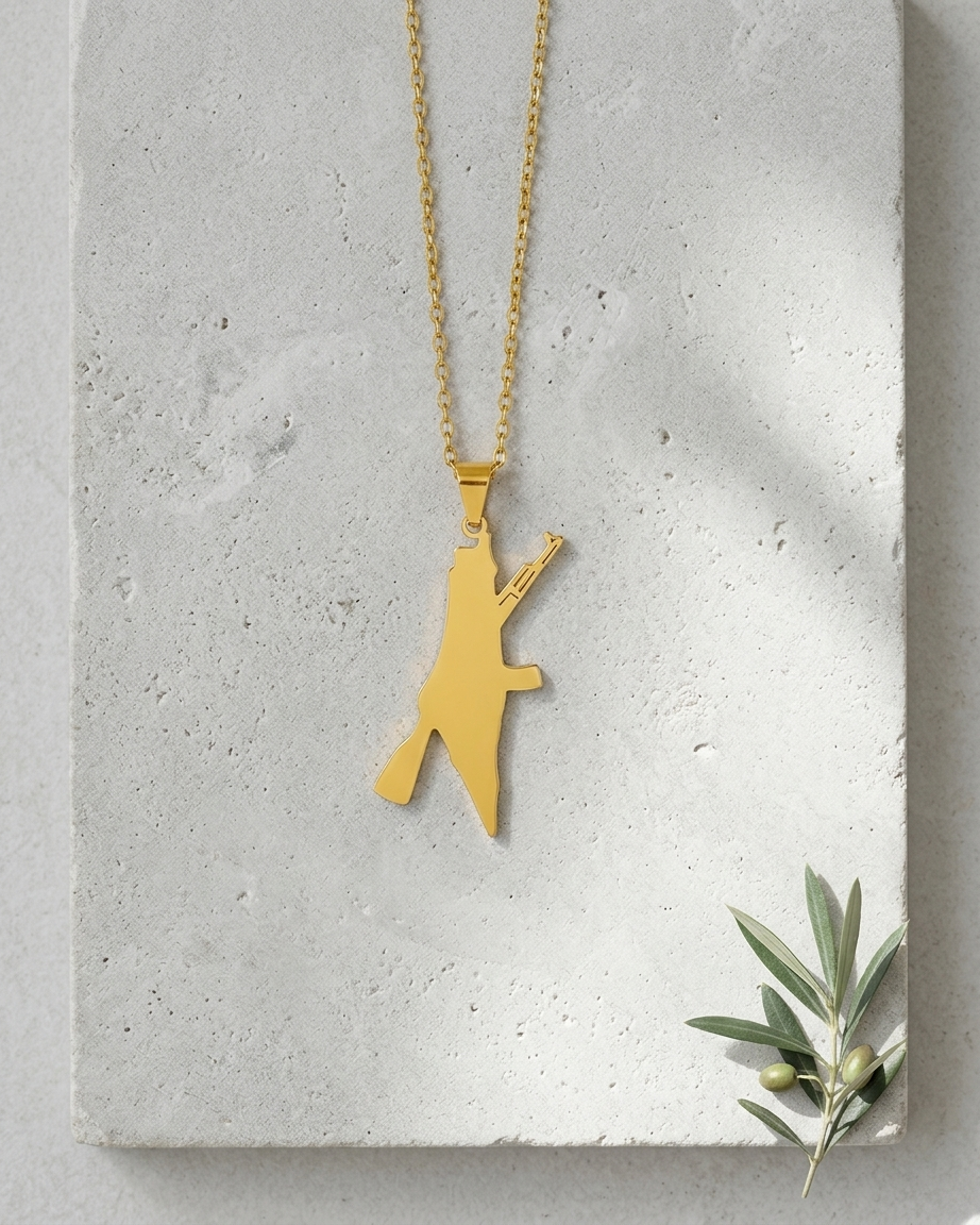 Palestine Rifle Necklace Gold