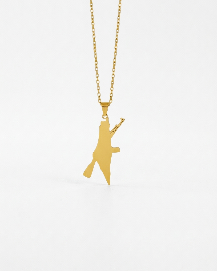Palestine Rifle Necklace Gold