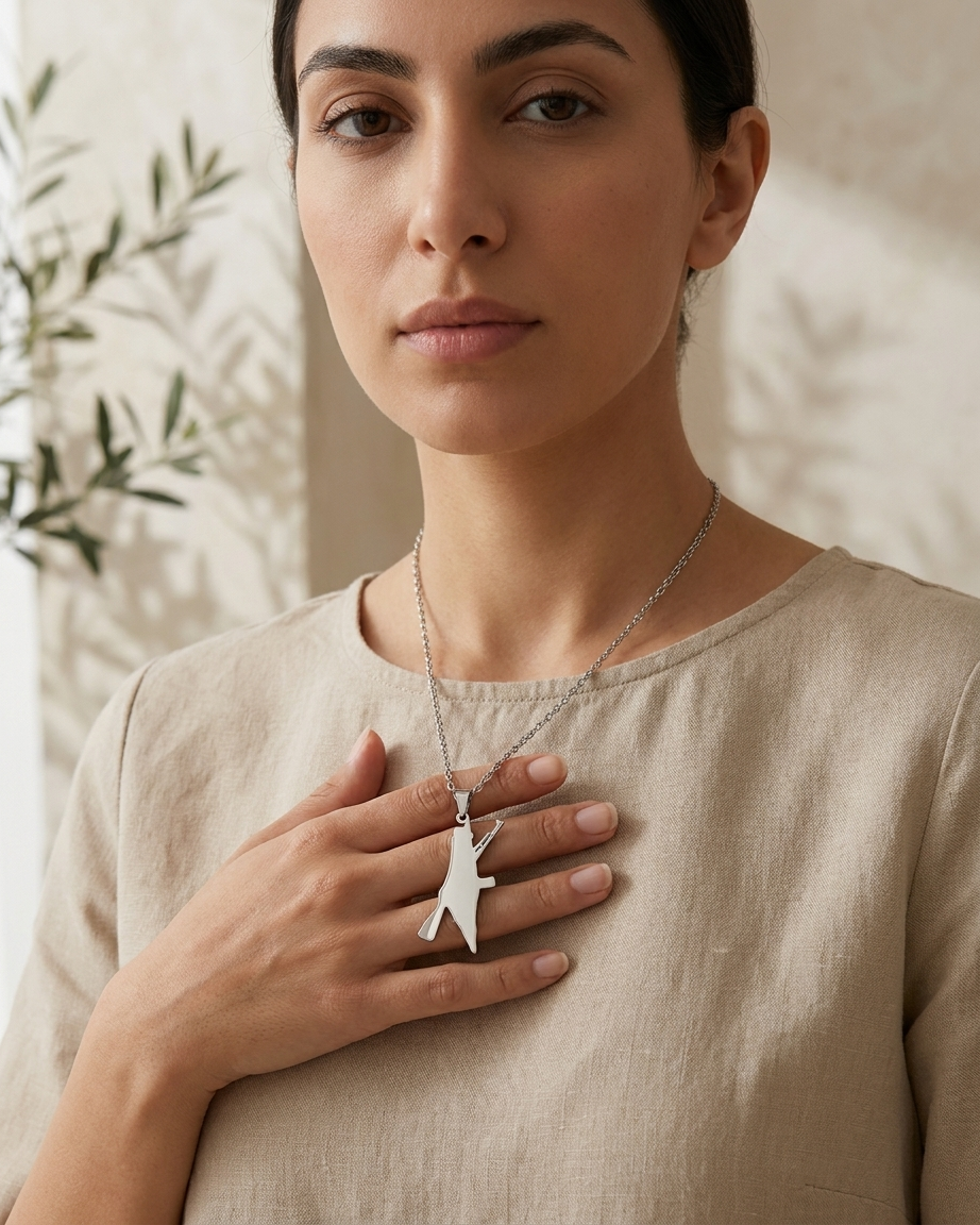 Palestine Rifle Necklace Silver