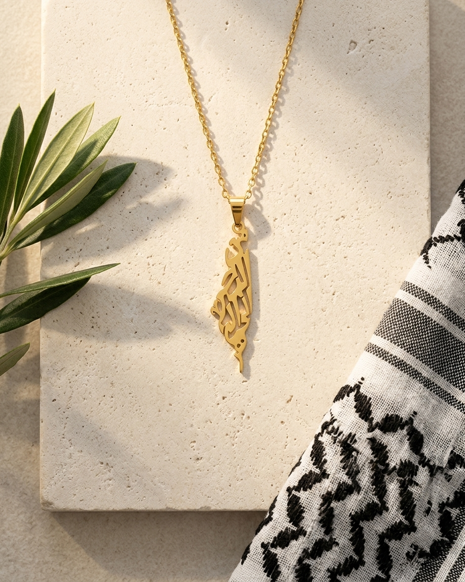 From the River to the Sea Palestine Necklace Gold