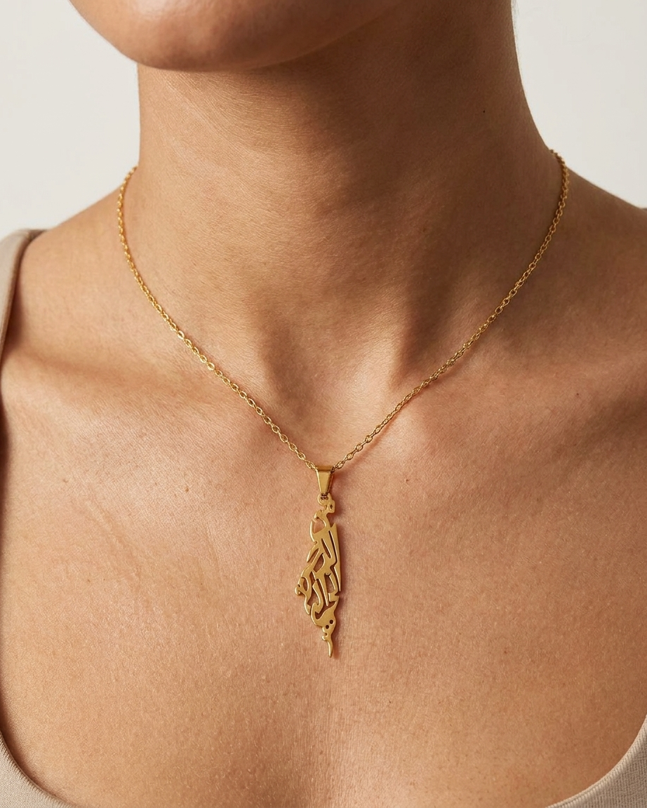 From the River to the Sea Palestine Necklace Gold