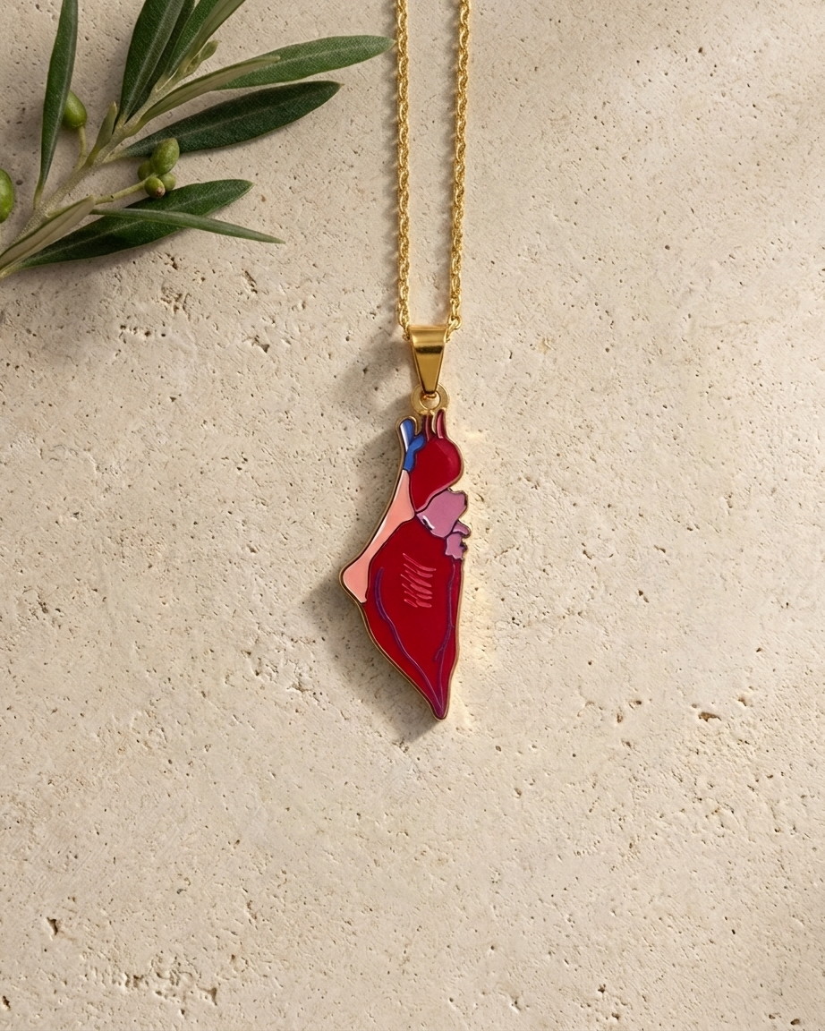 Heart Palestine Necklace Gold