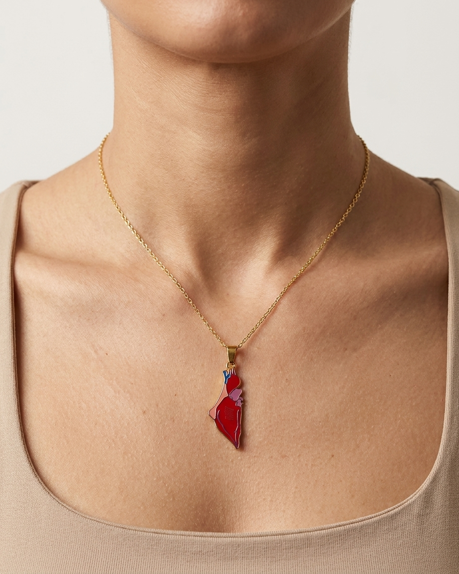 Heart Palestine Necklace Gold