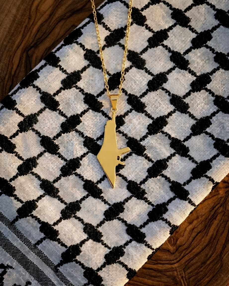 Palestine Discreet Rifle Necklace Gold