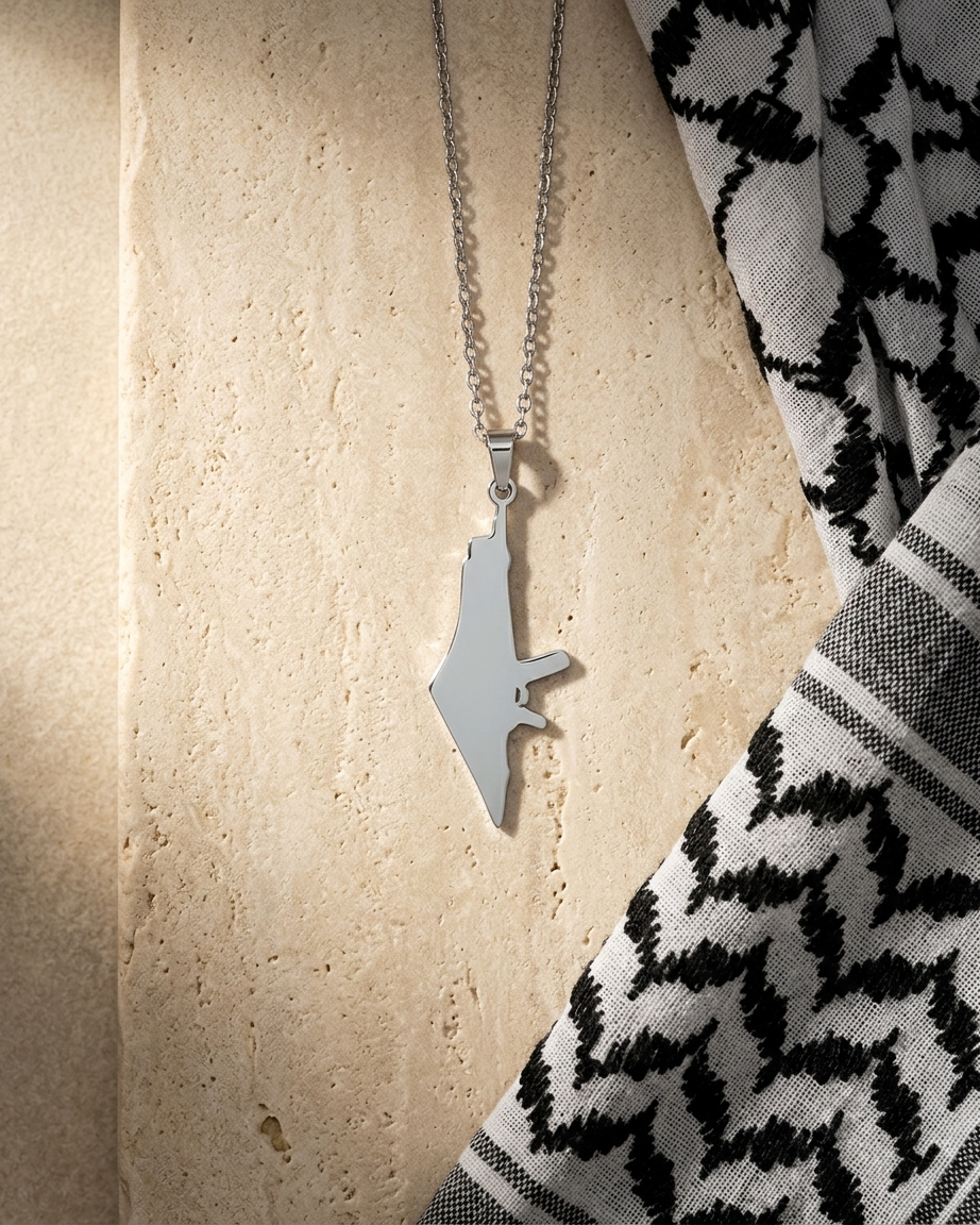 Palestine Discreet Rifle Necklace Silver