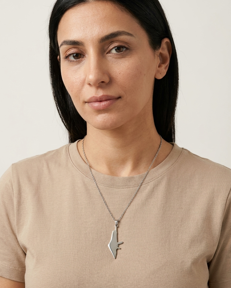 Palestine Discreet Rifle Necklace Silver