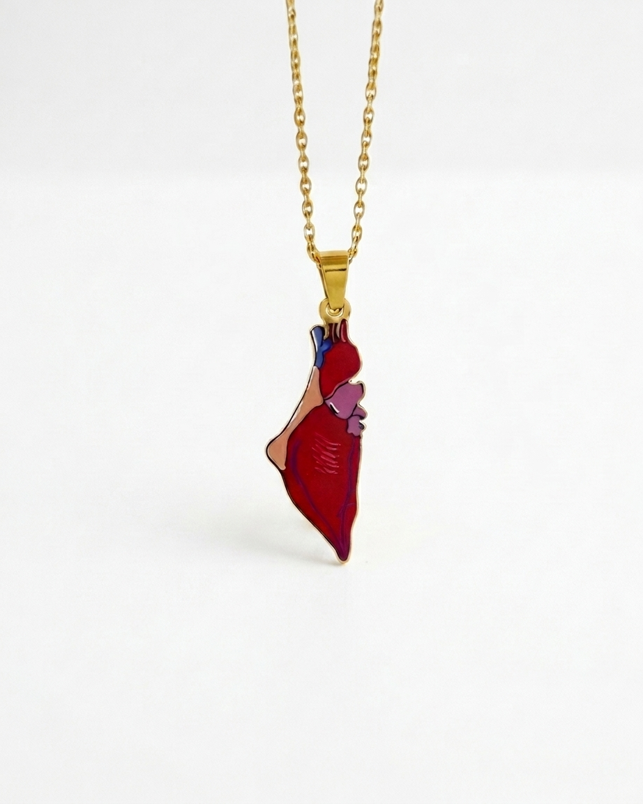 Heart Palestine Necklace Gold