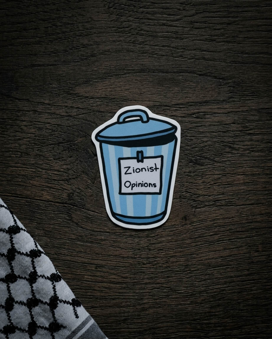 Zionist Opinions Trash Can Sticker
