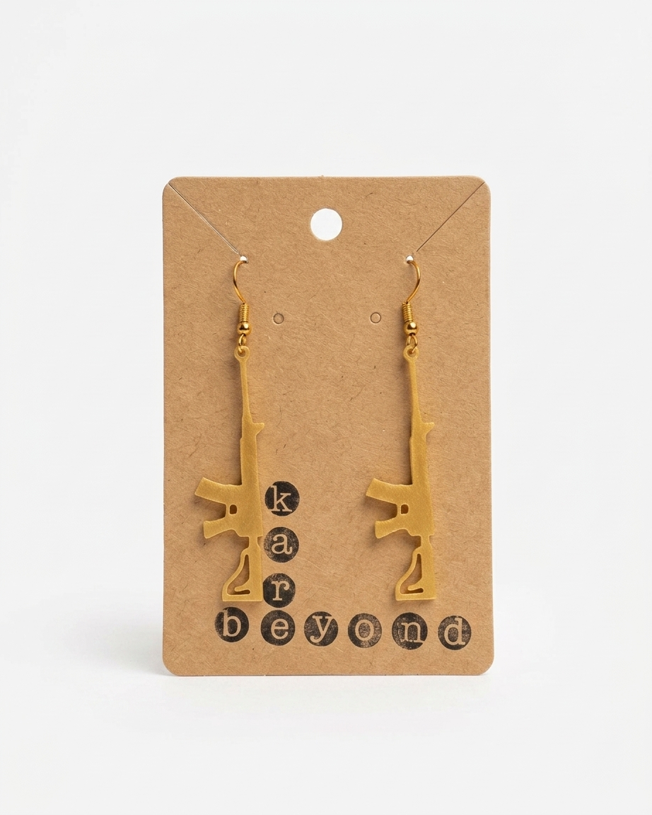 The Arsenal Rifle Earrings (Gold Edition) | Qawim x Beyond Kare
