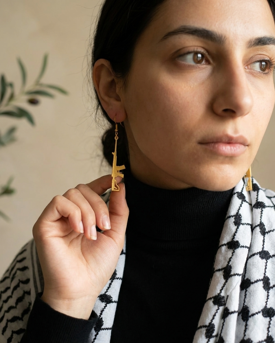 The Arsenal Rifle Earrings (Gold Edition) | Qawim x Beyond Kare