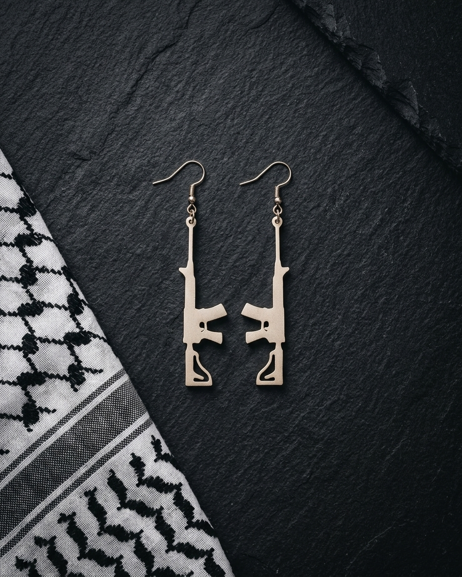 The Arsenal Rifle Earrings (Gold Edition) | Qawim x Beyond Kare