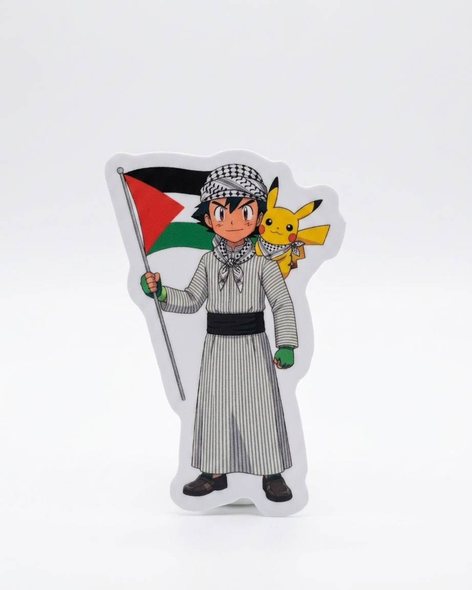 Pikachu and Ash Palestine Sticker