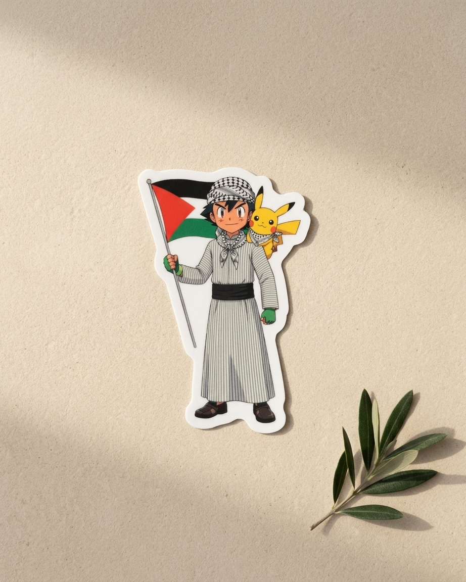 Pikachu and Ash Palestine Sticker